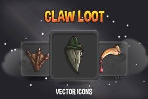 Claw Loot 矢量游戏图标：48款奇幻生物利爪素材