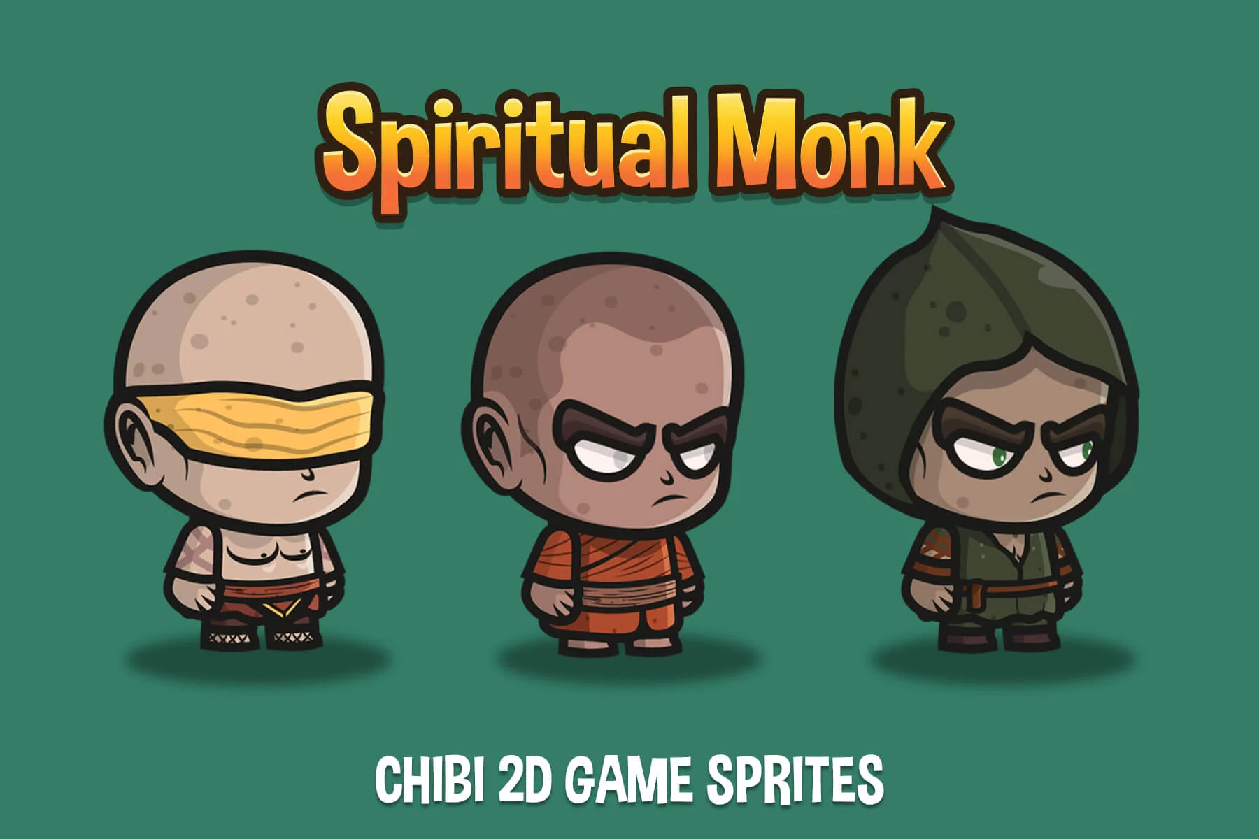 Chibi Spiritual Monk Character Sprites
