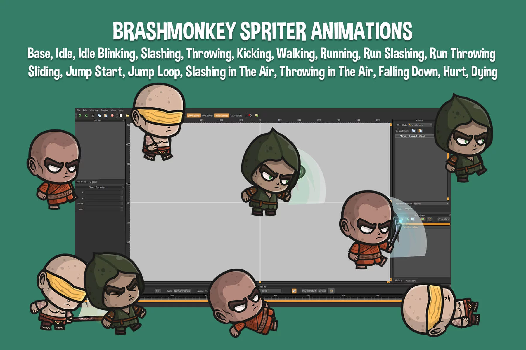 Chibi Spiritual Monk Character Sprites