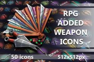 多样武器RPG图标集:50款高清素材助力游戏开发