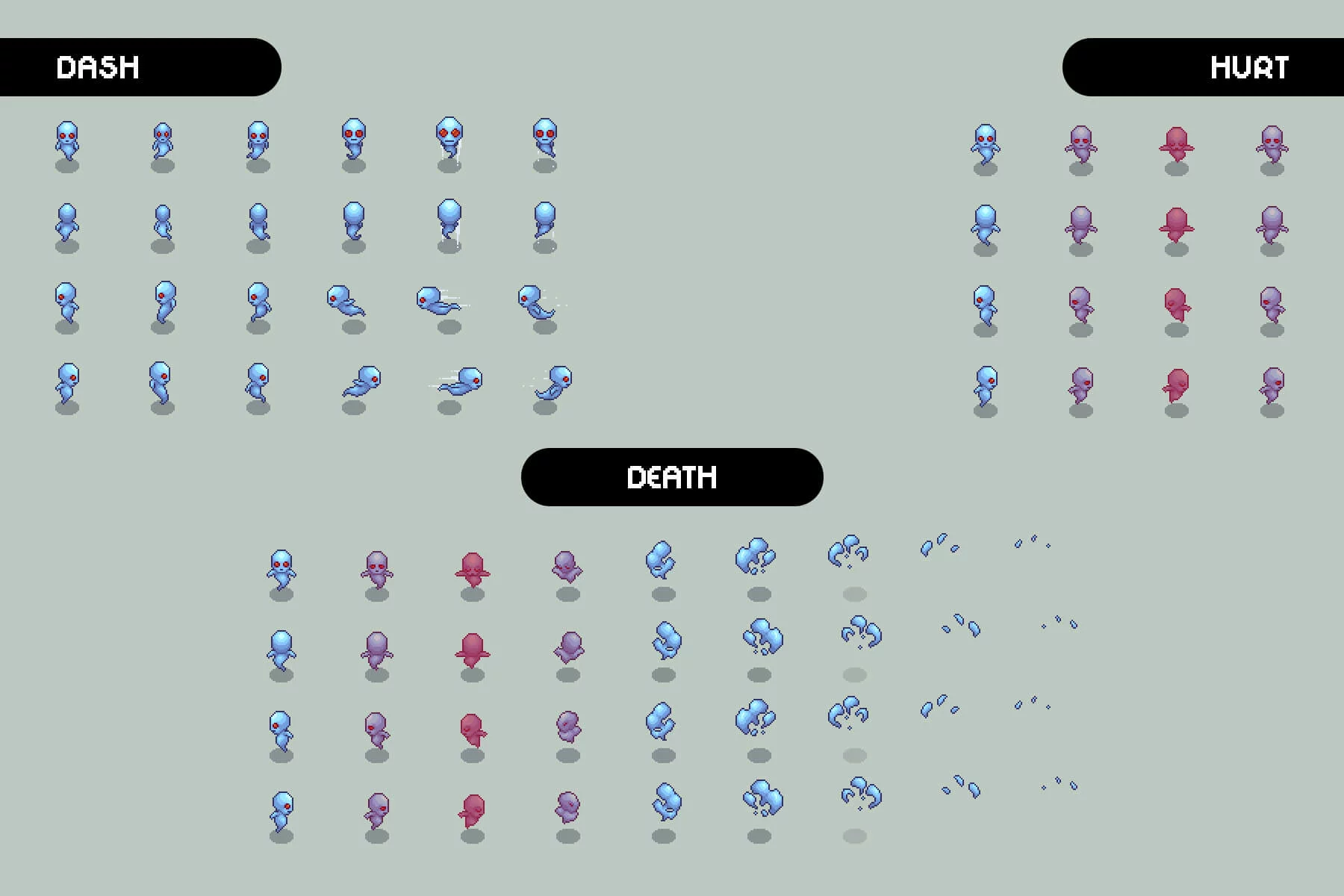 Top-Down Pixel Ghost Character Sprite Pack