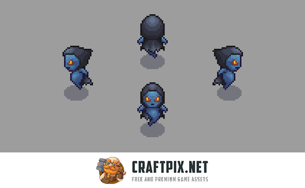 Top-Down Pixel Ghost Character Sprite Pack