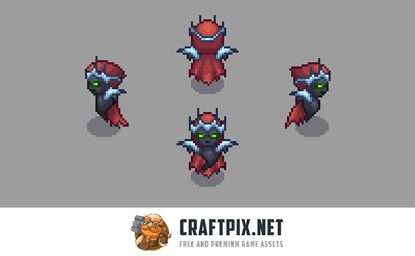 Top-Down Pixel Ghost Character Sprite Pack