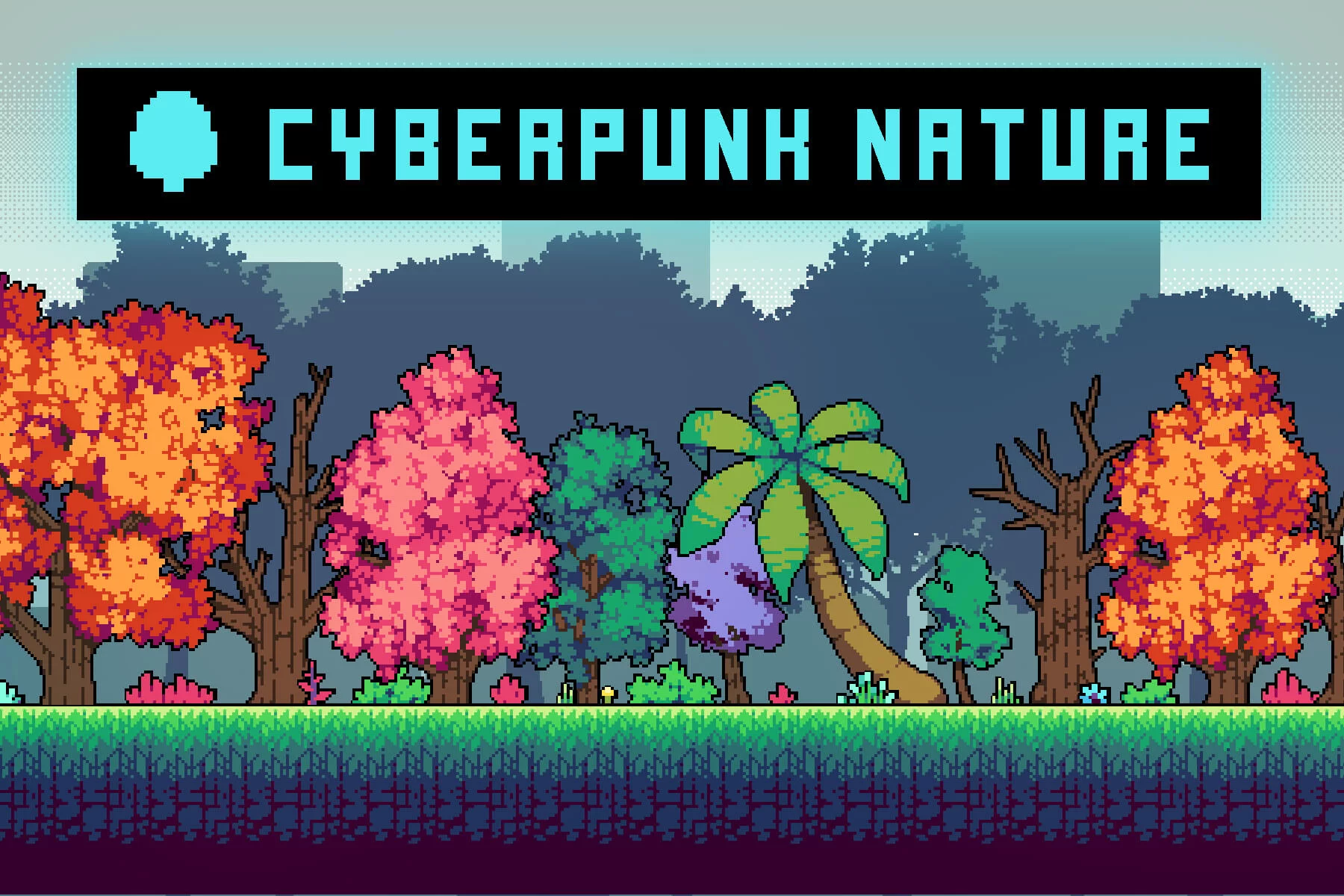 Trees and Bushes Pixel Art for Platformer