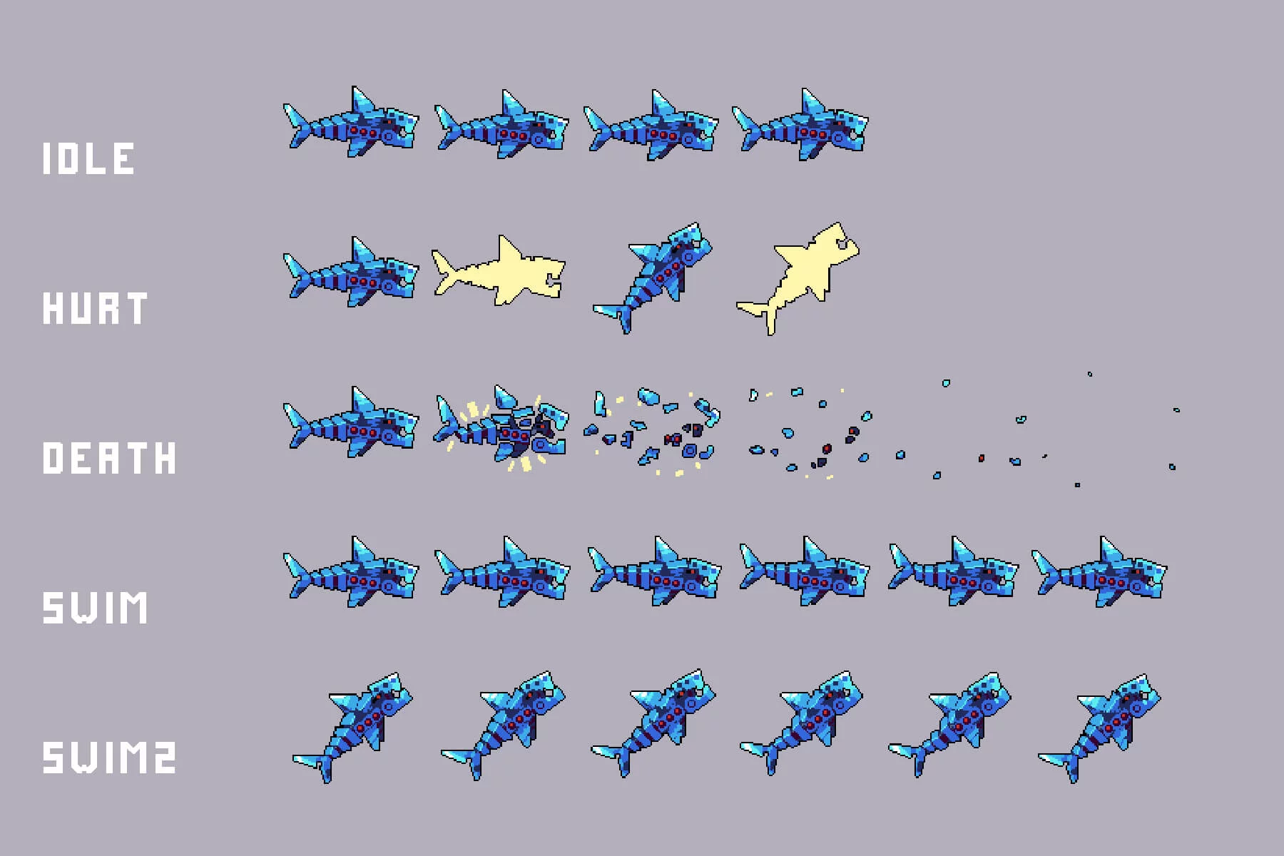 Cyberpunk Bosses Sprites Pixel Pack for Beach Location