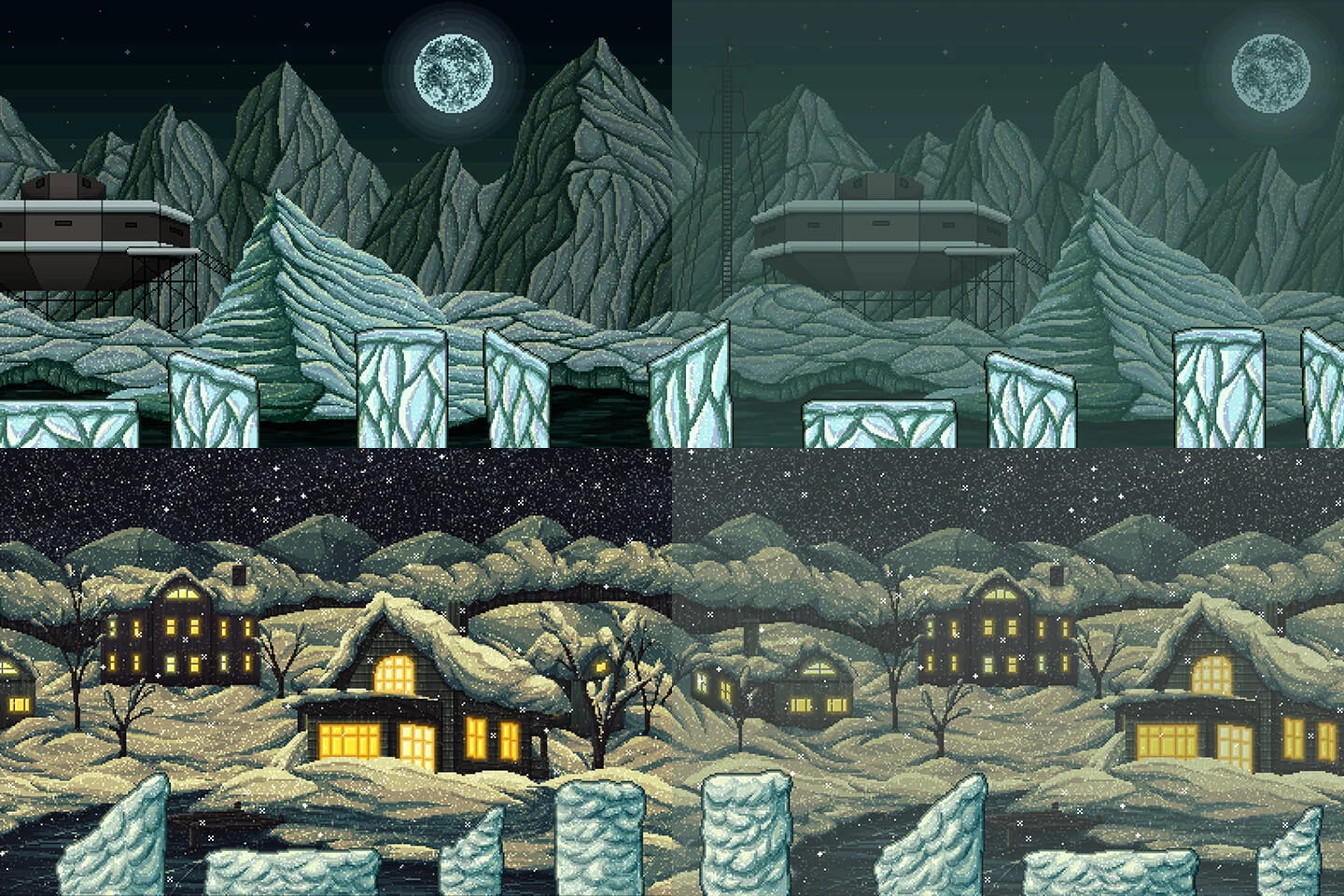 Parallax Snowy 2D Pixel Art Backgrounds