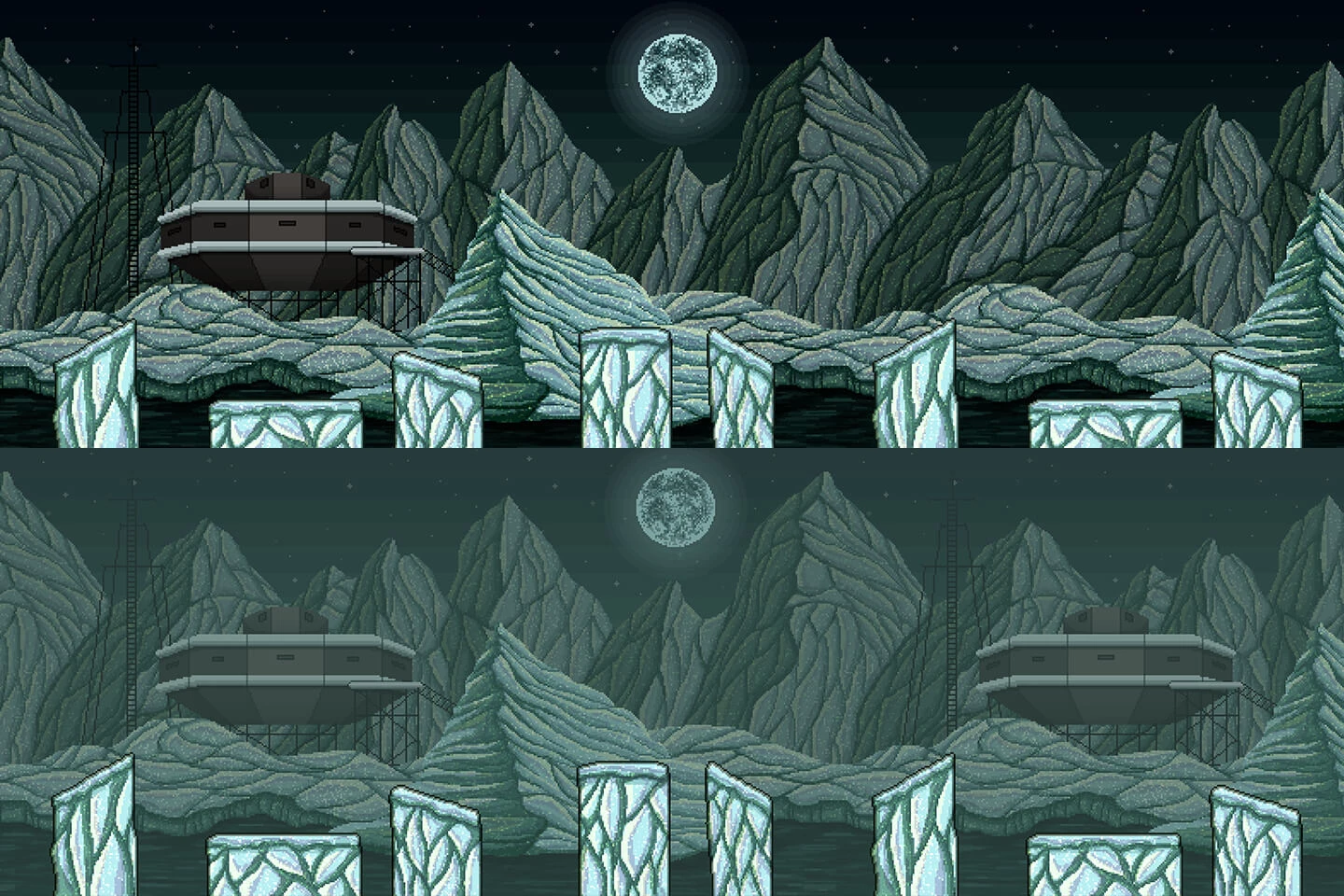Parallax Snowy 2D Pixel Art Backgrounds