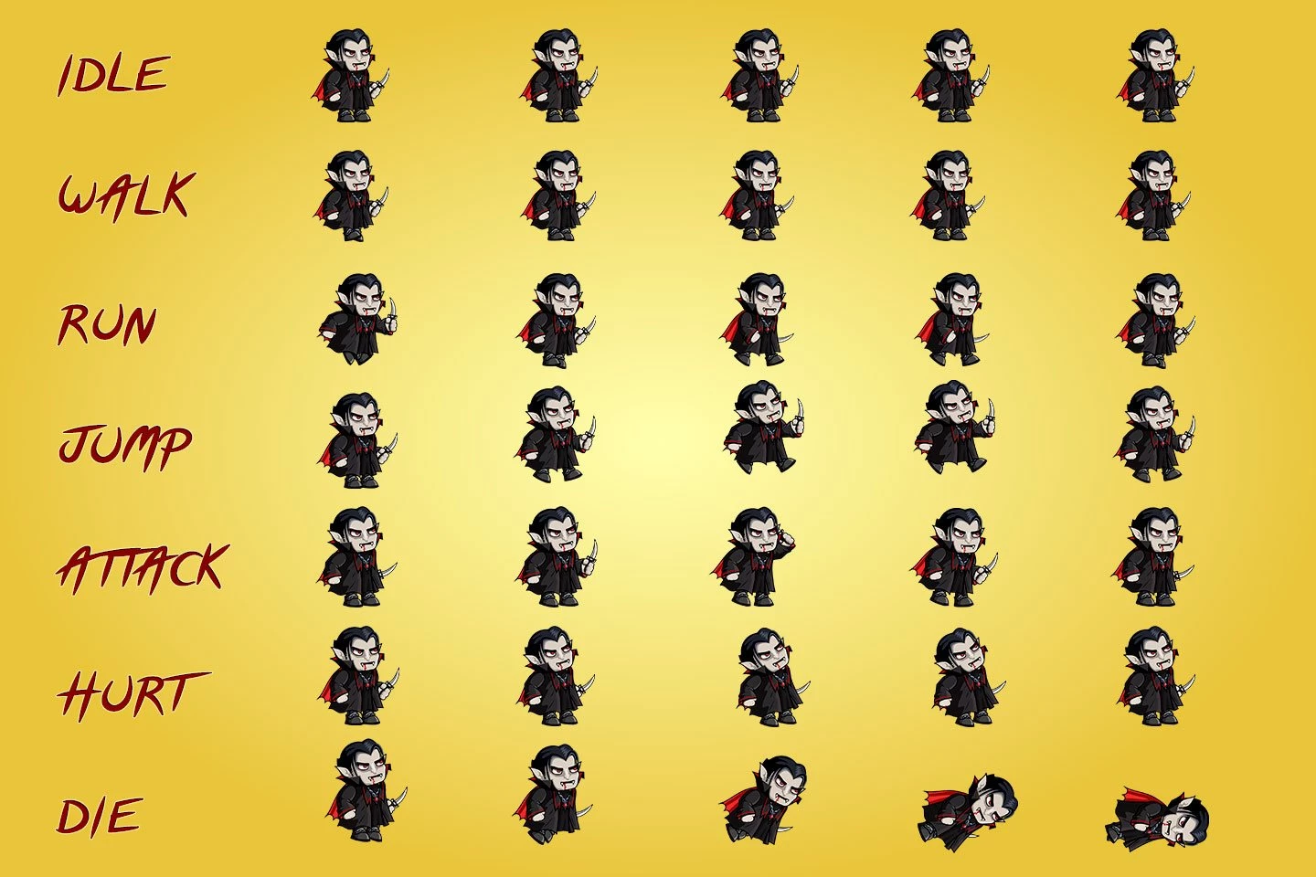 2D Fantasy Vampire Character Sprite
