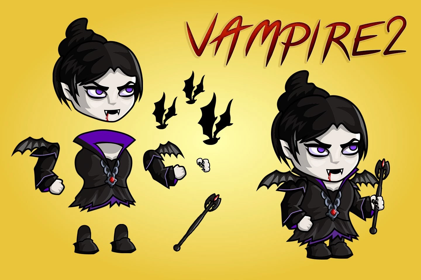 2D Fantasy Vampire Character Sprite