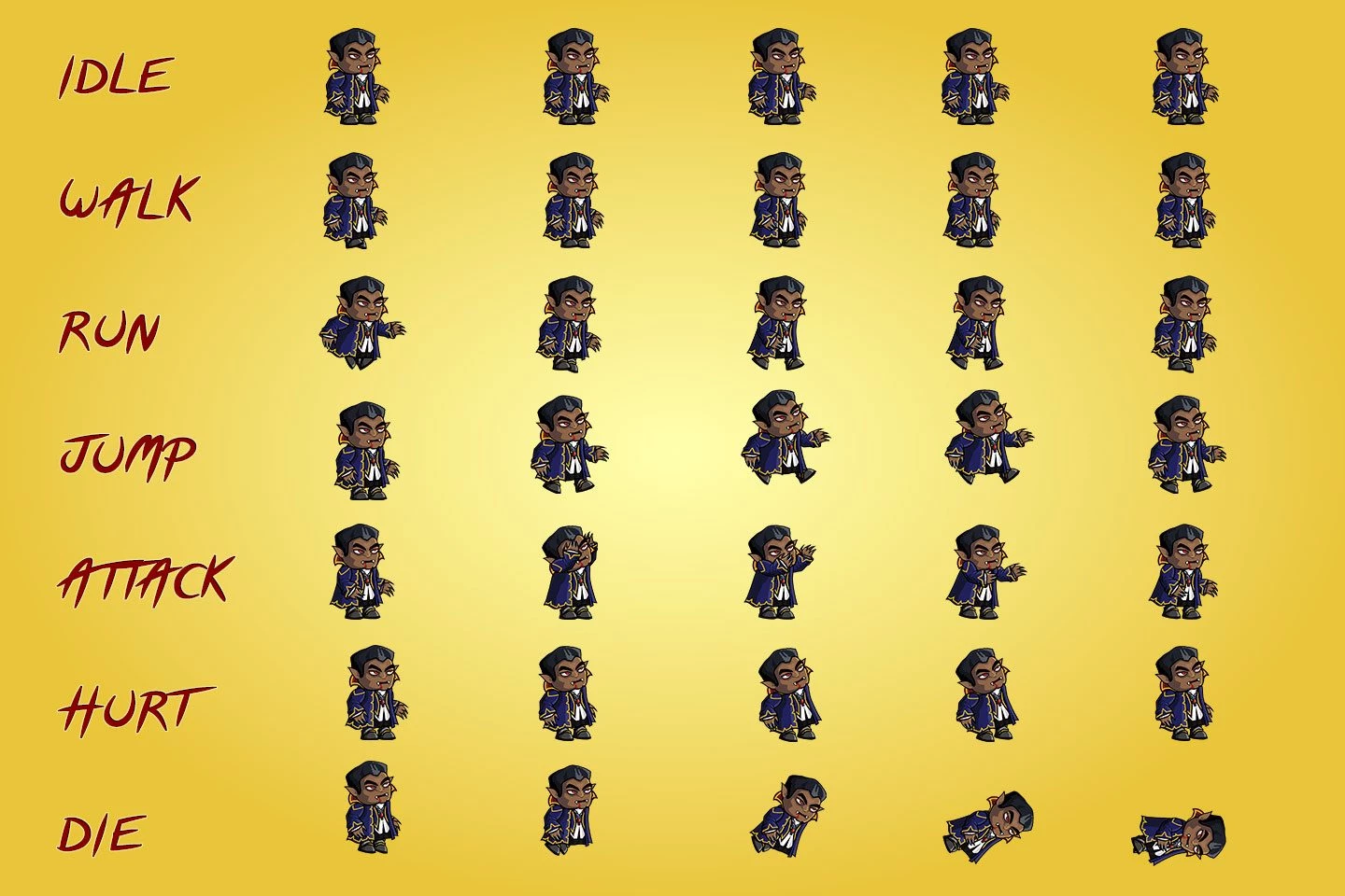 2D Fantasy Vampire Character Sprite