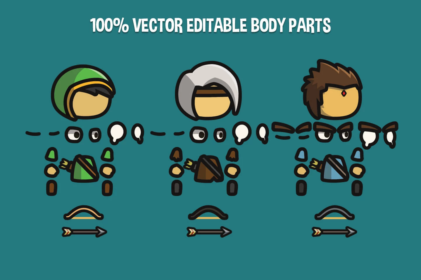 Archer Tiny Style 2D Character Sprites