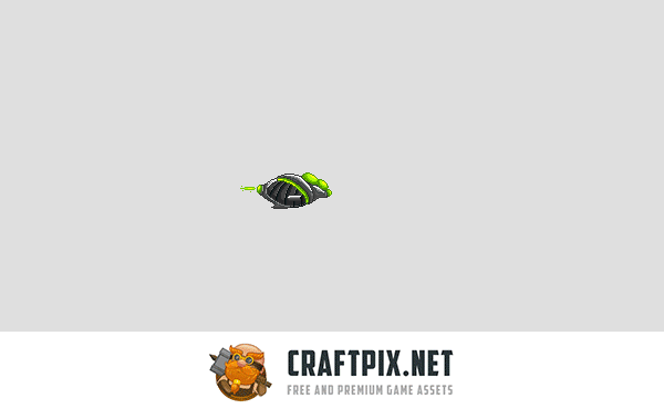 Pixel Art Alien Spaceship 2D Game Sprites