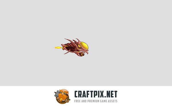 Pixel Art Alien Spaceship 2D Game Sprites