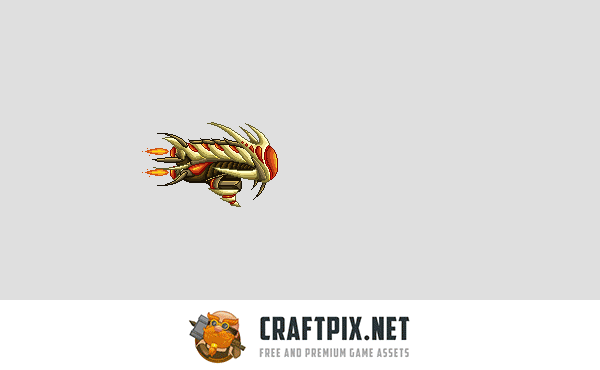 Pixel Art Alien Spaceship 2D Game Sprites