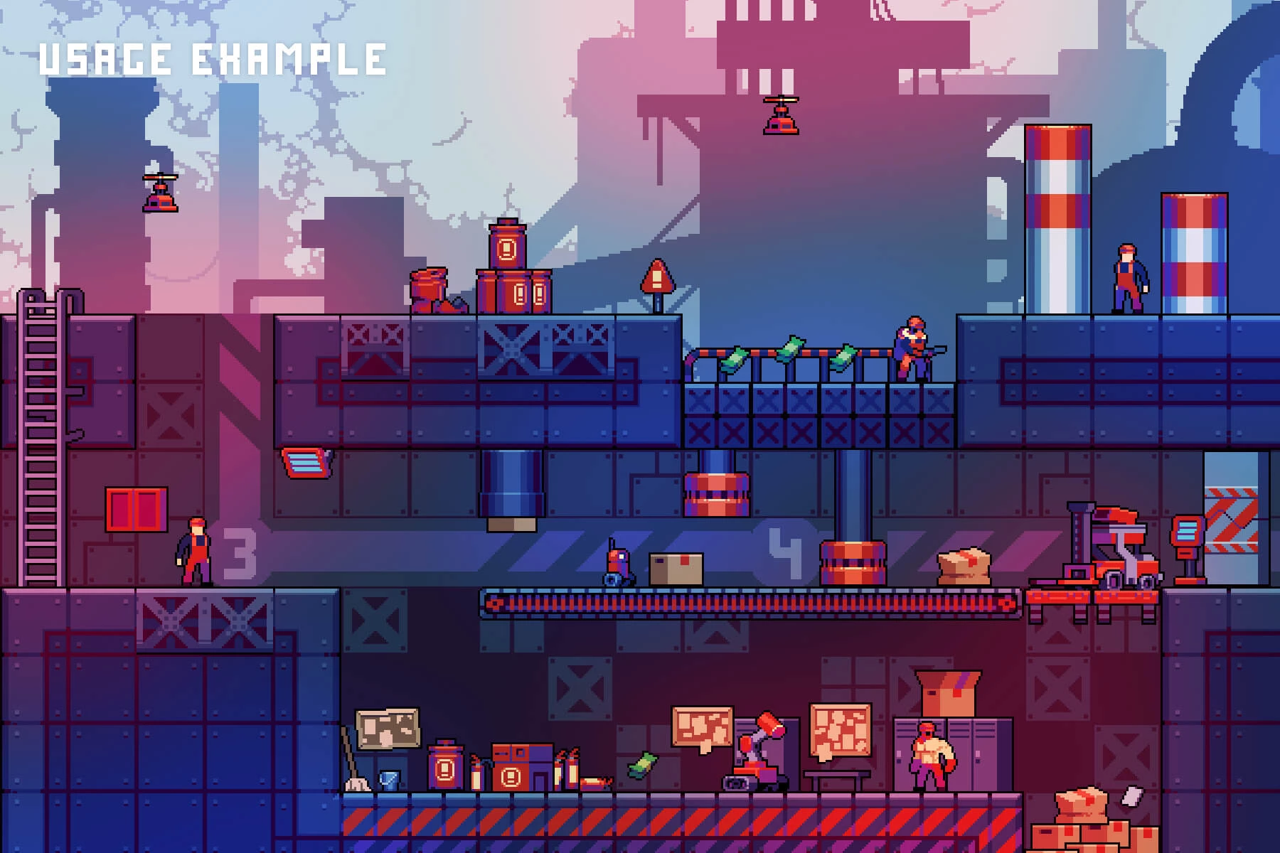 Cyberpunk Overlay Effects for Platformer Game