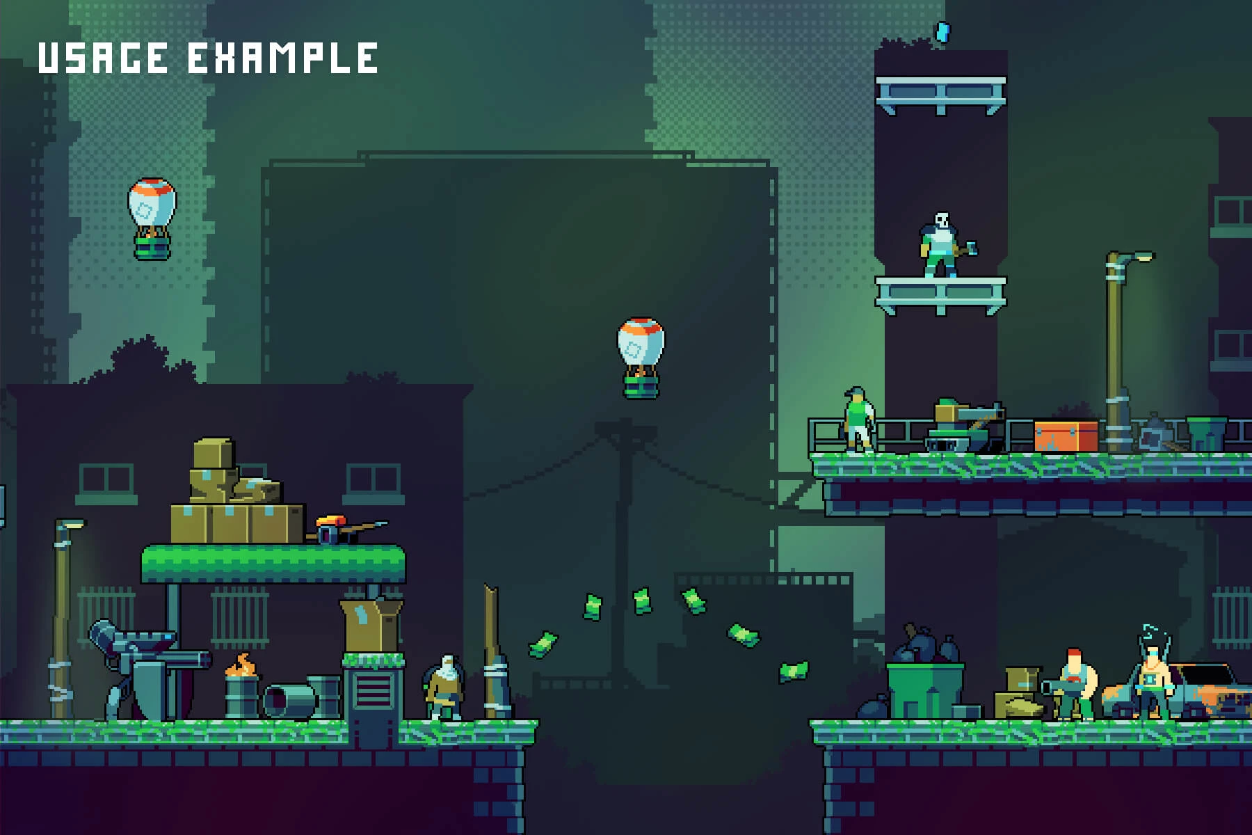 Cyberpunk Overlay Effects for Platformer Game