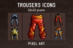 Trousers RPG像素艺术图标：战士装备合集