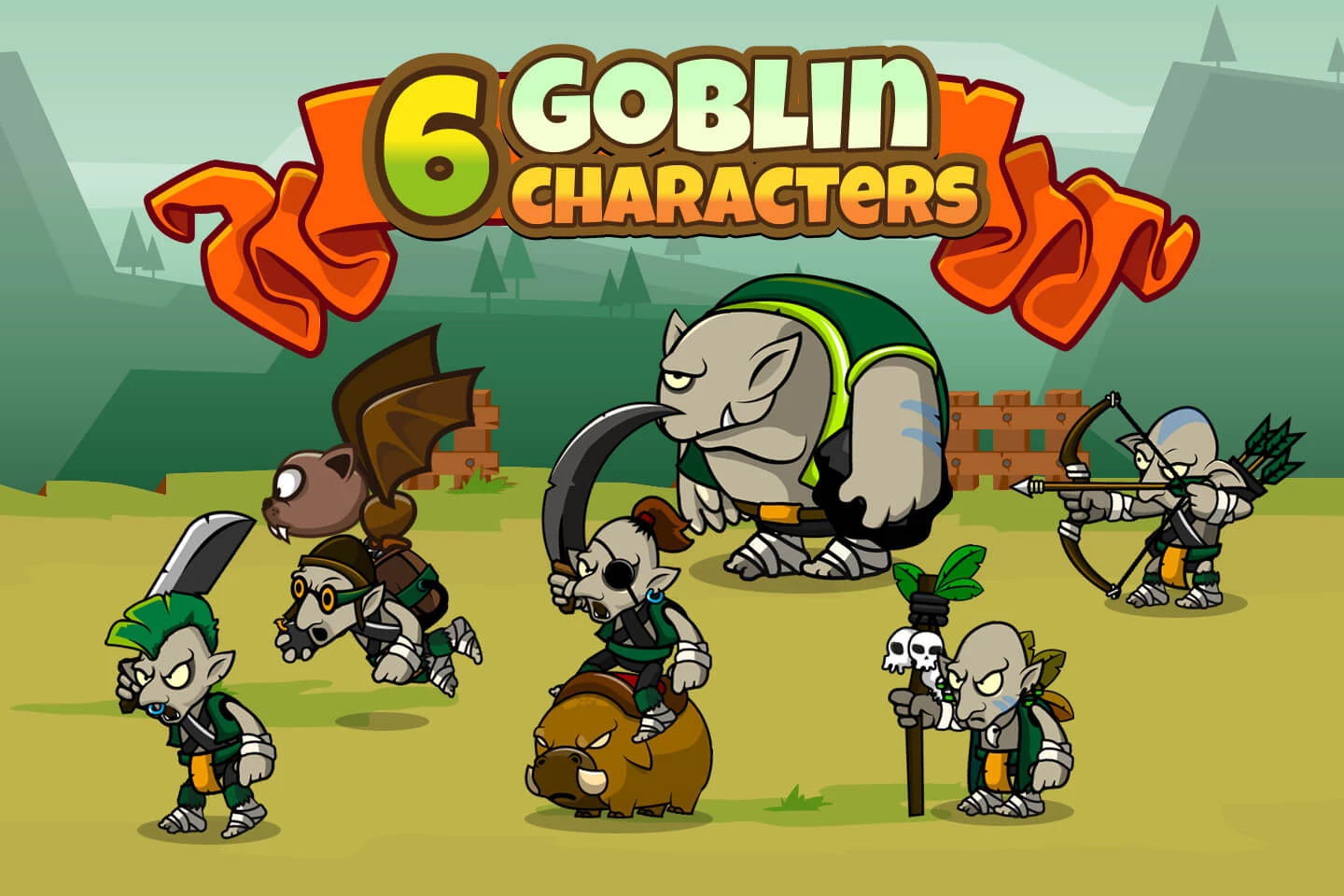 6 Goblin Game Character Sprites Pack