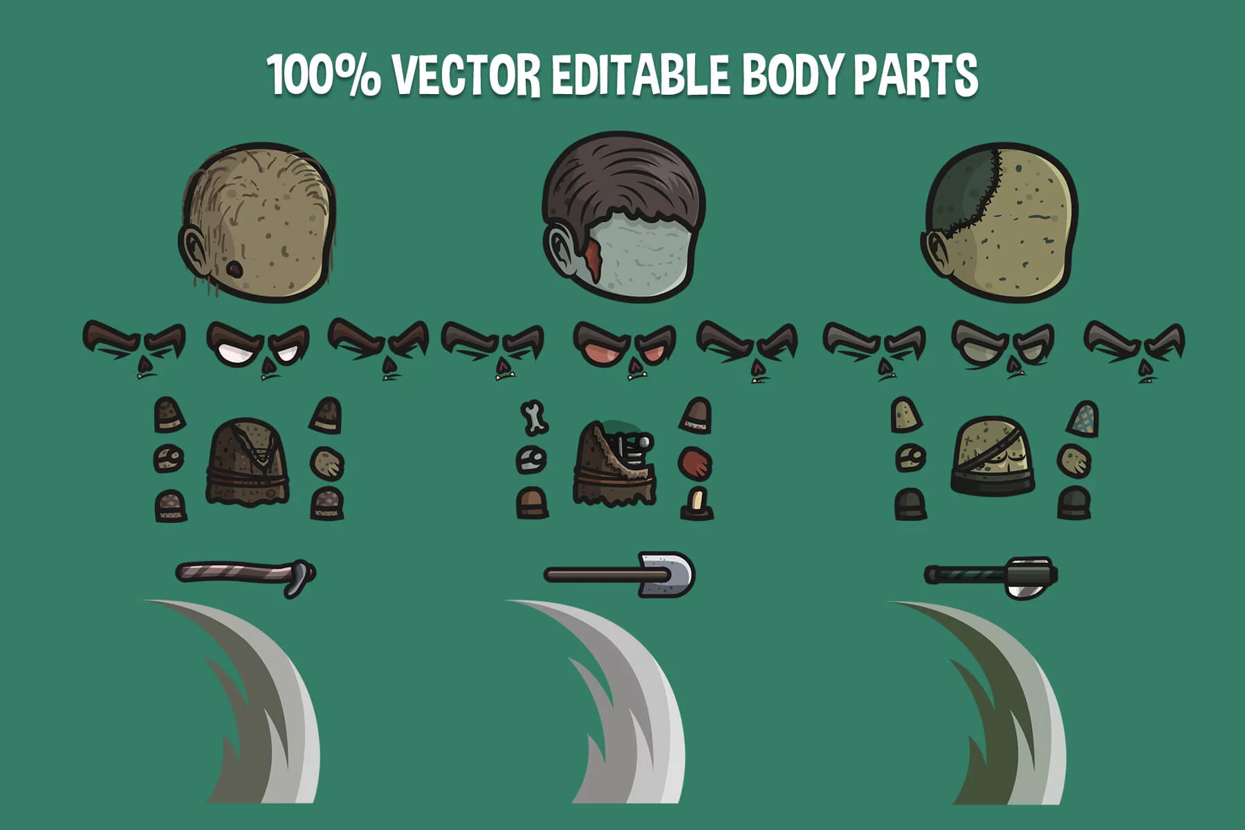 Zombie Villager Chibi Character Sprites