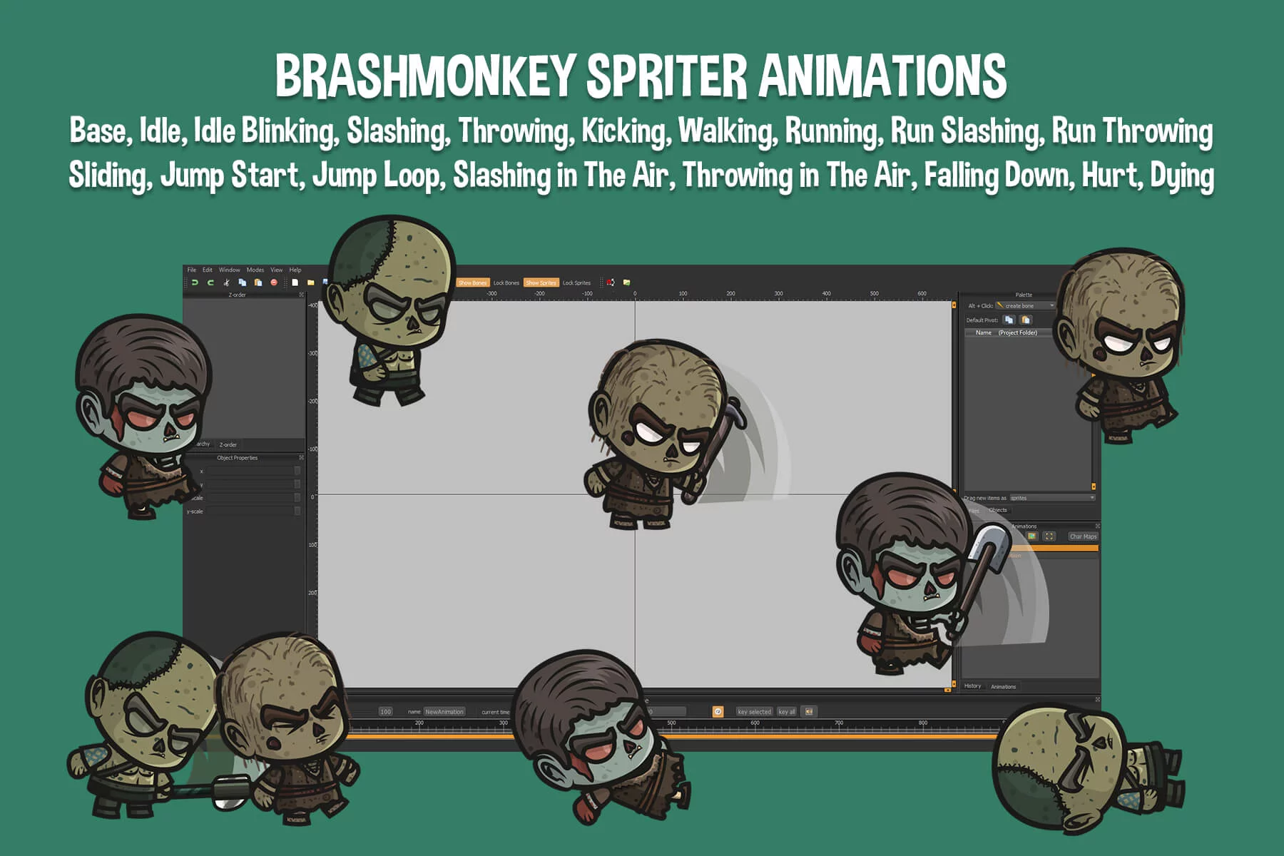 Zombie Villager Chibi Character Sprites