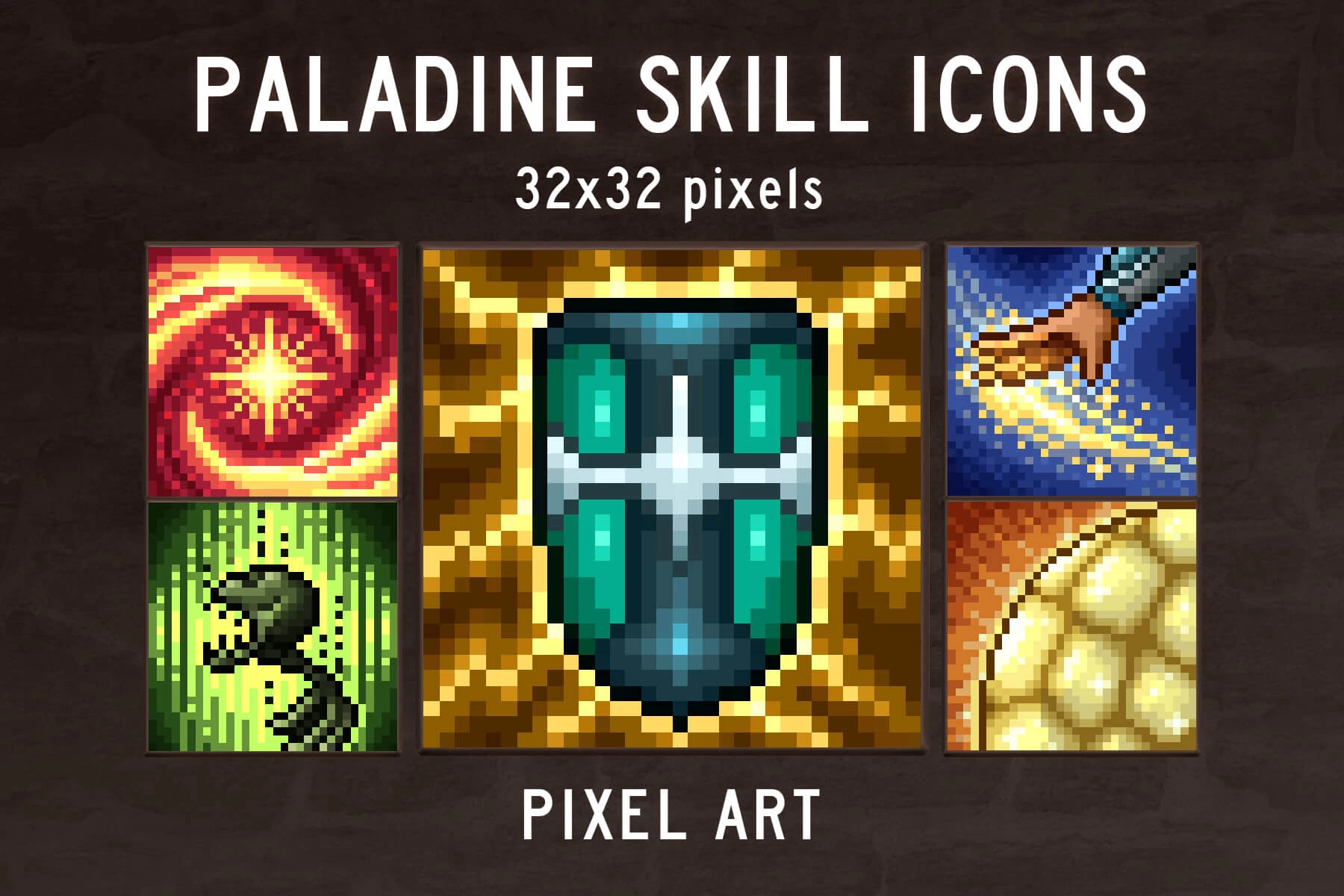 Paladin Pixel Art Skill Icons