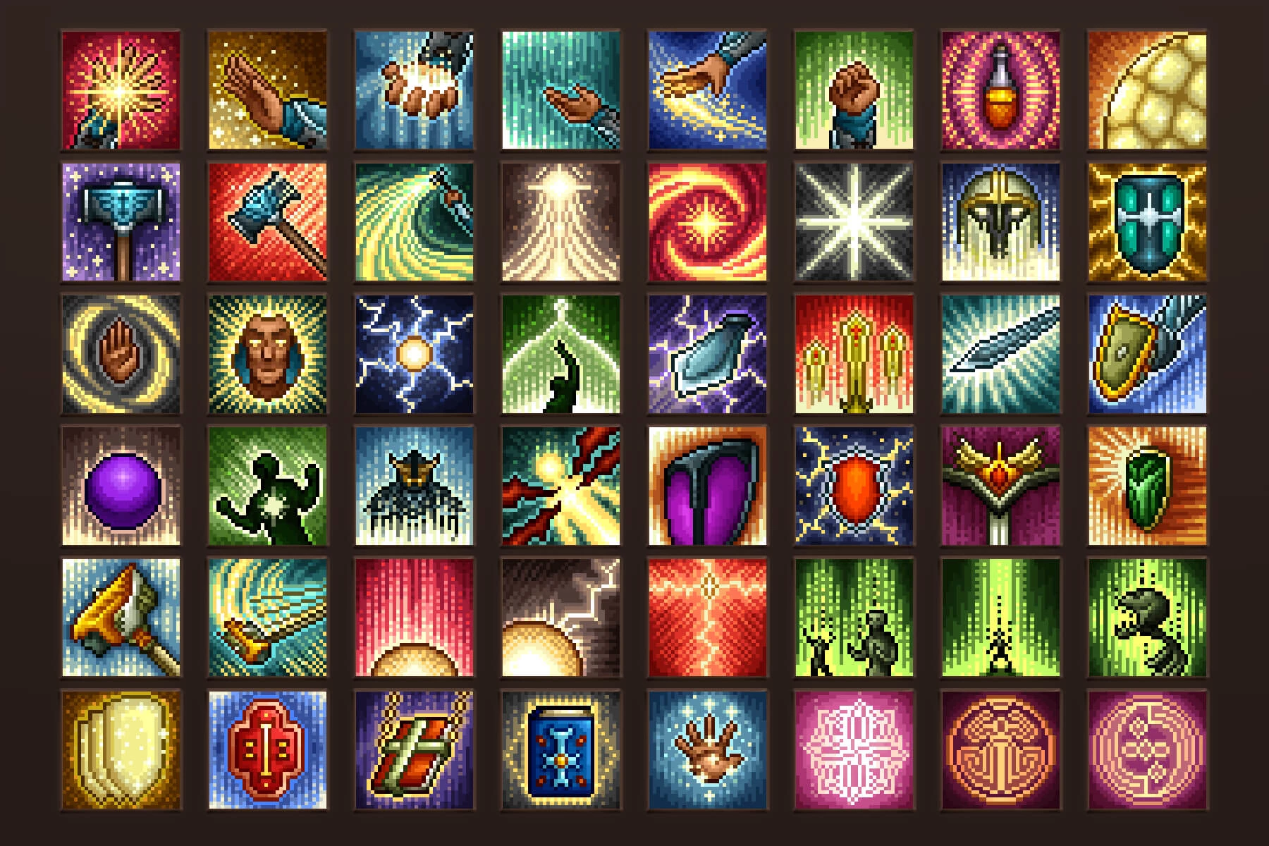 Paladin Pixel Art Skill Icons
