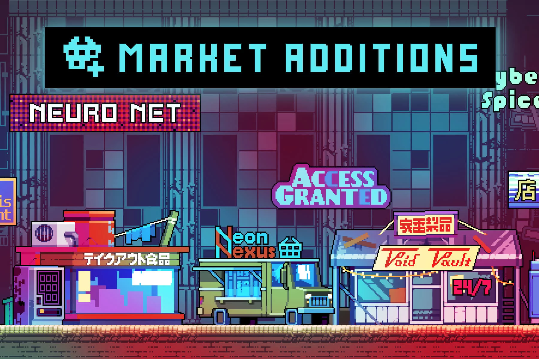 Pixel Art Market Location for Cyberpunk