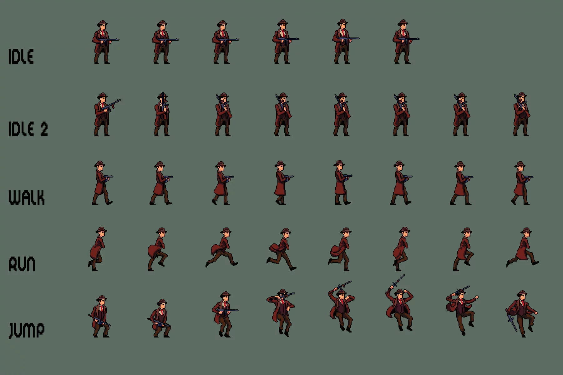 Gangster Pixel Character Sprite Sheets Pack