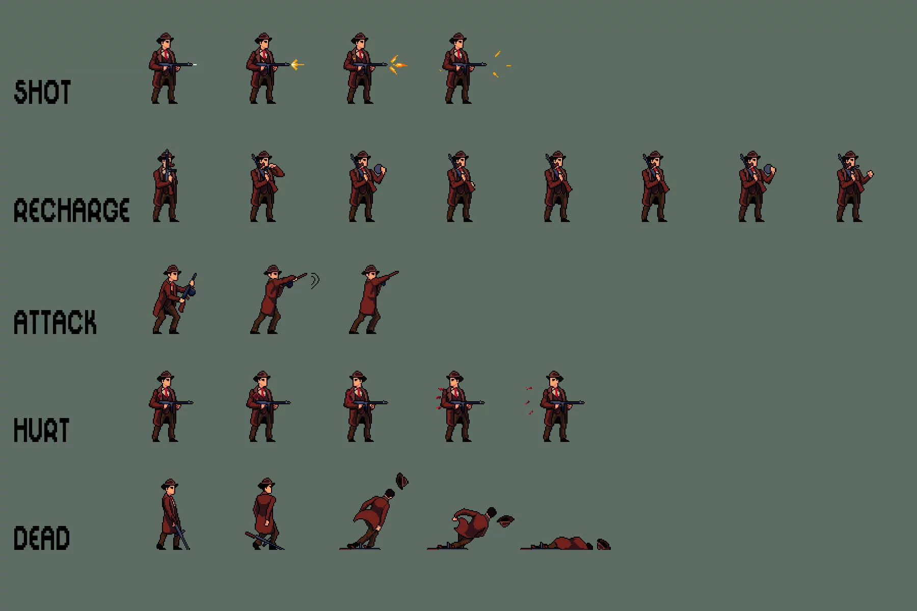 Gangster Pixel Character Sprite Sheets Pack