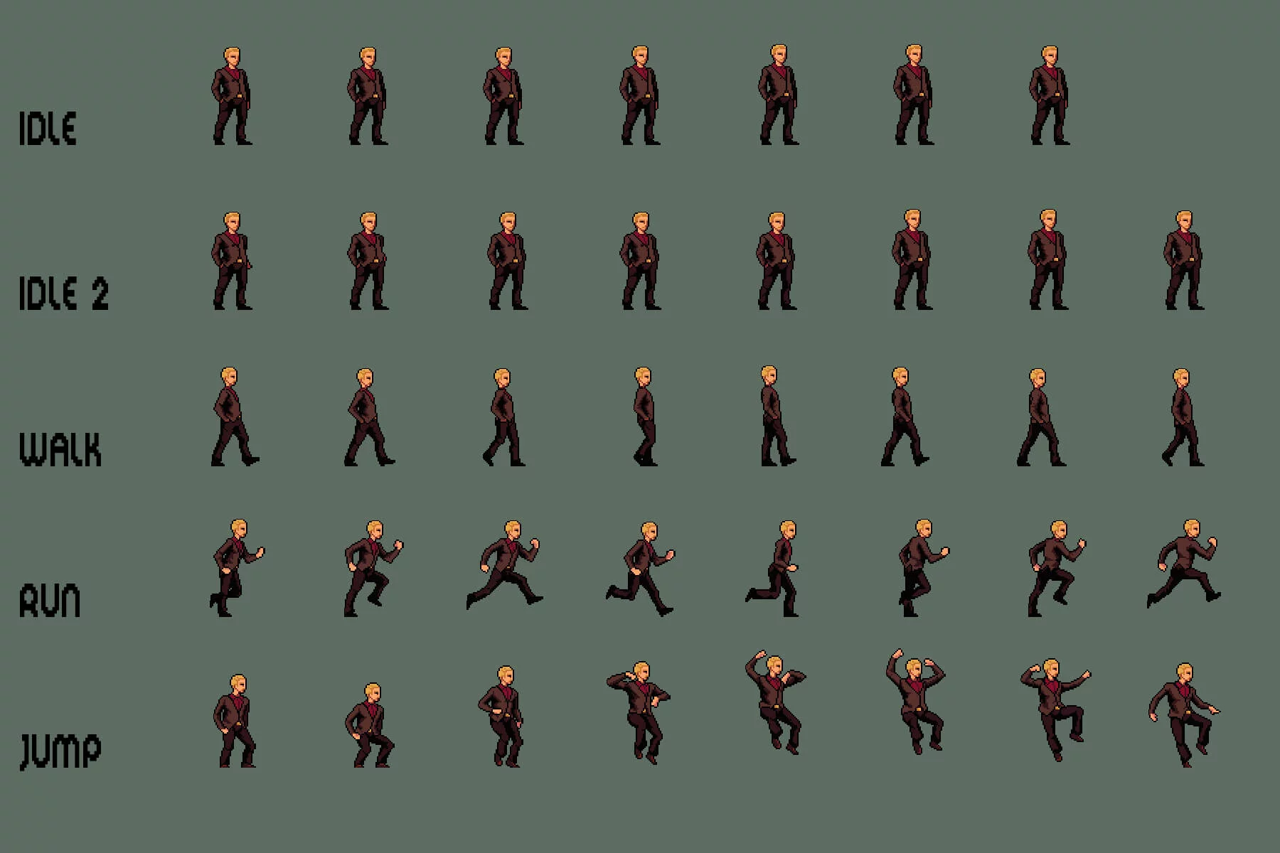 Gangster Pixel Character Sprite Sheets Pack