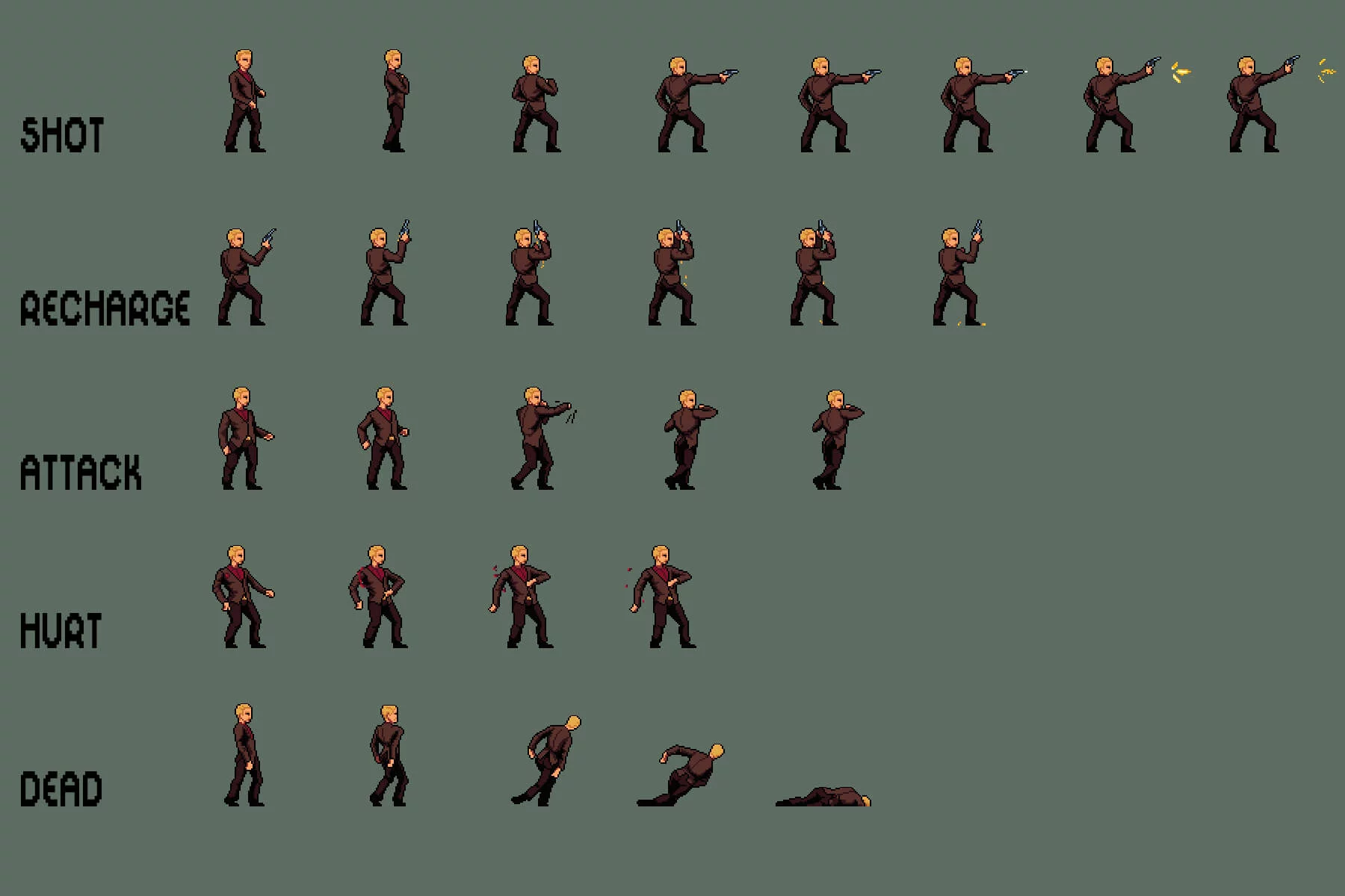Gangster Pixel Character Sprite Sheets Pack