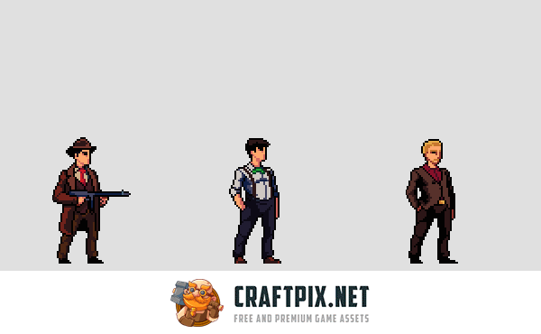 Gangster Pixel Character Sprite Sheets Pack