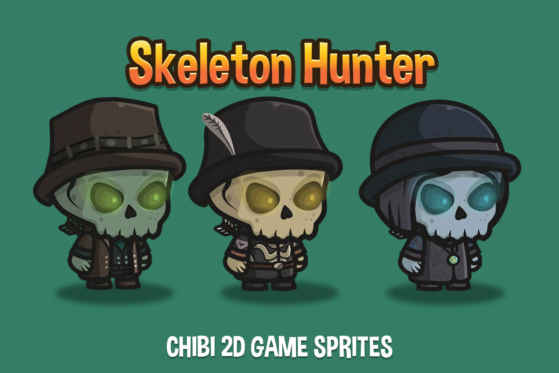 Chibi Skeleton Hunter Character Sprites