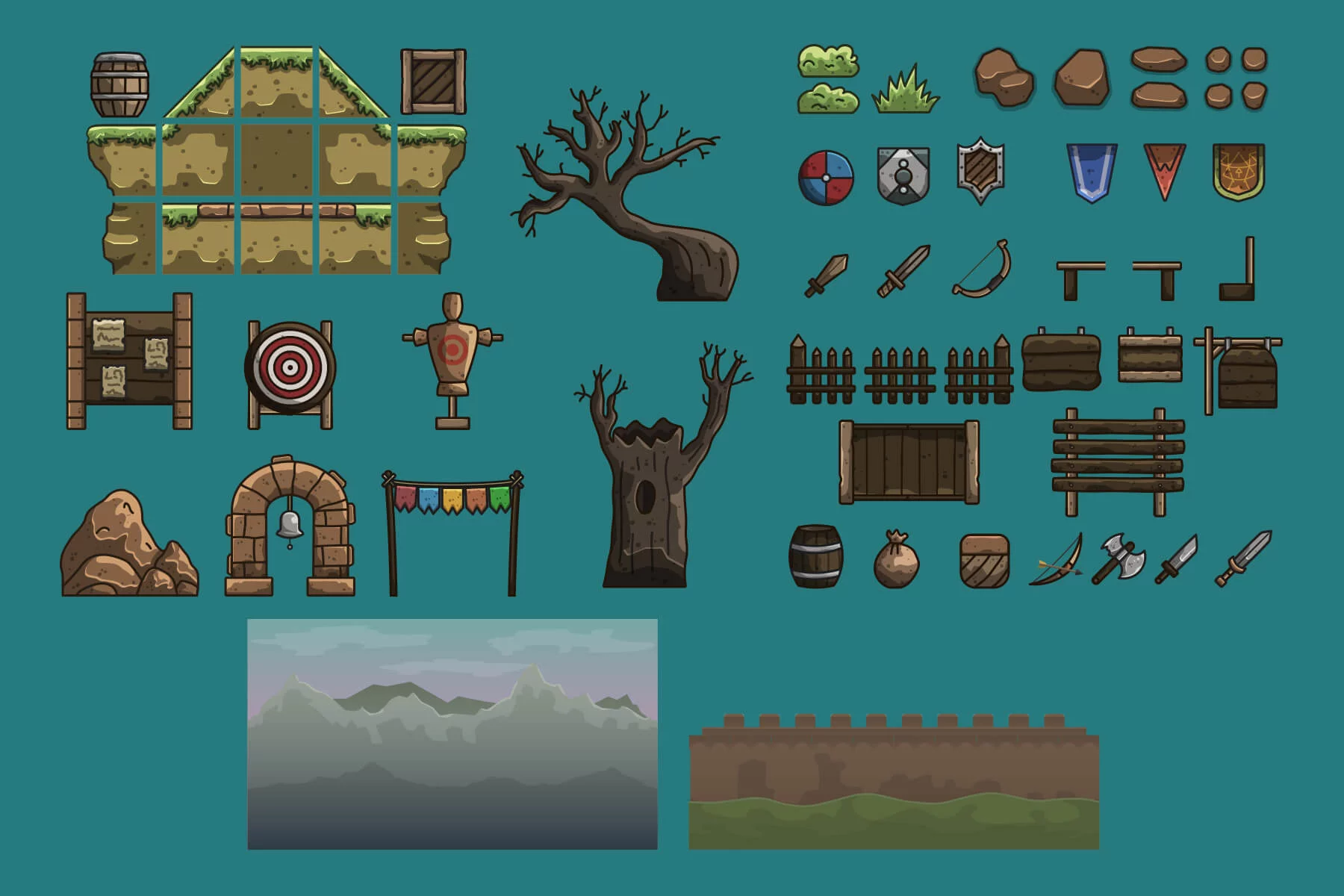 Medieval Training Arena 2D Tileset