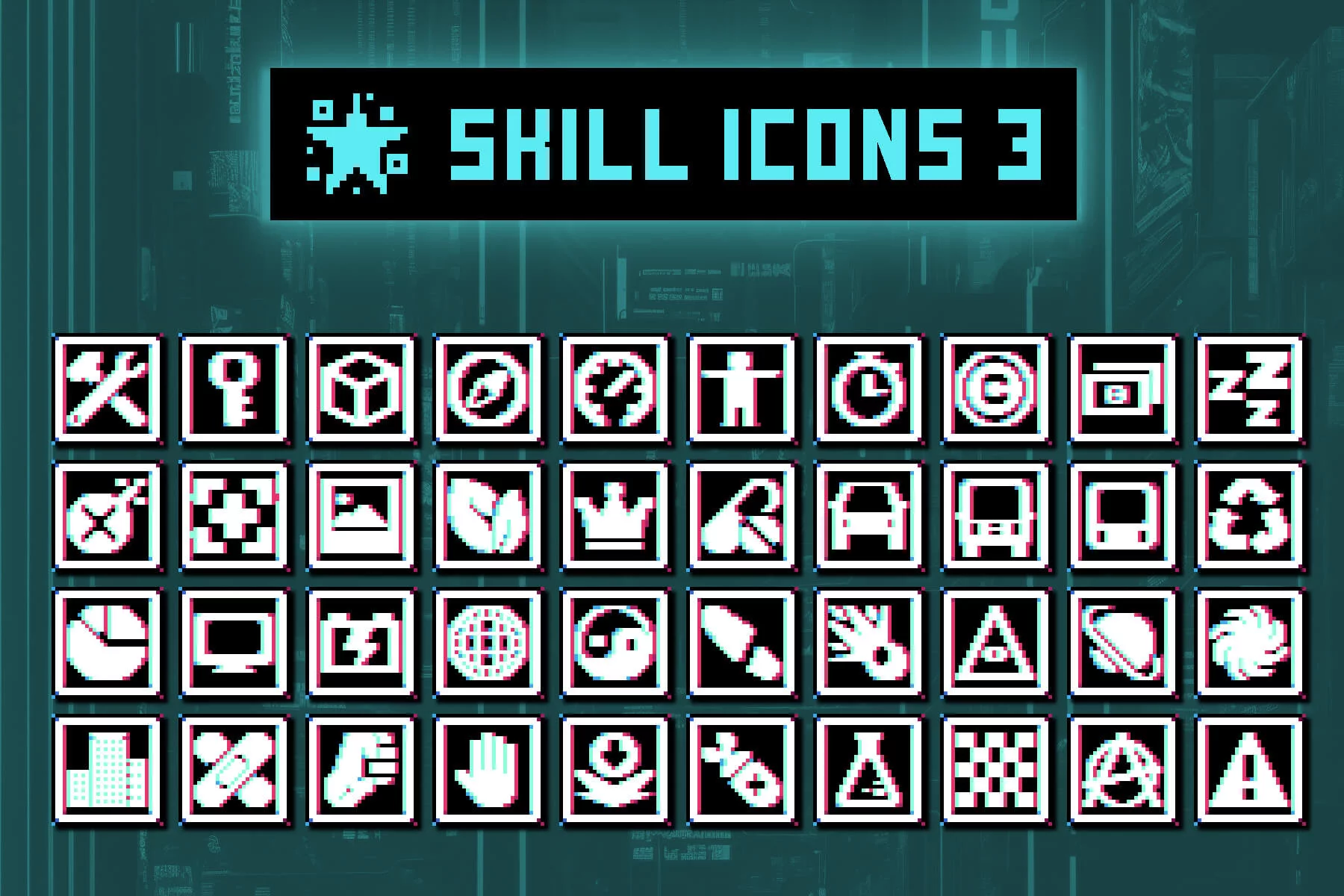 Cyberpunk Skills Pixelated Icon Pack