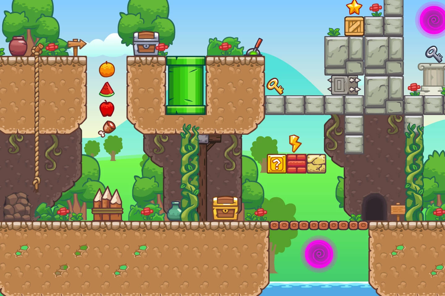 Seamless Hill Platformer Game Tileset