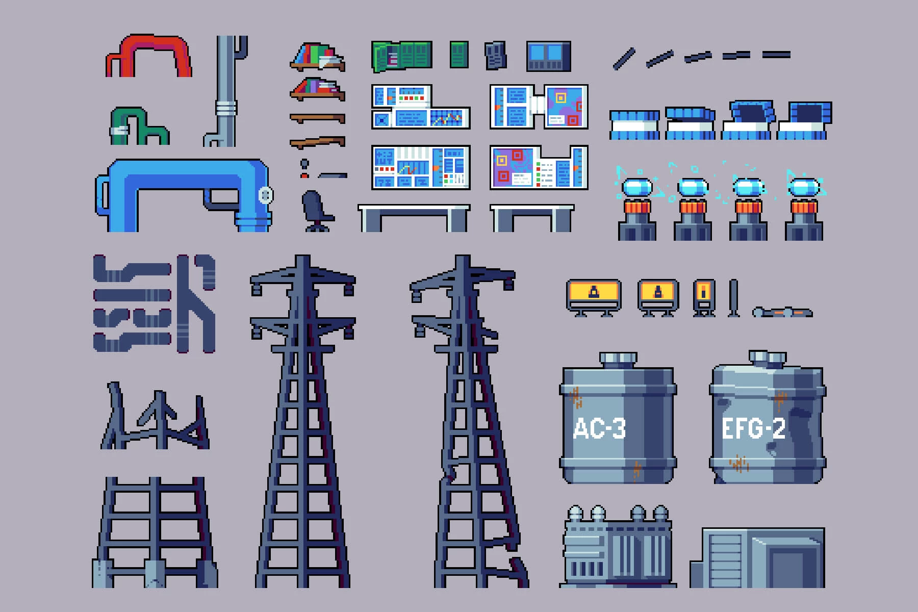 Power Station Tileset Pixel Art