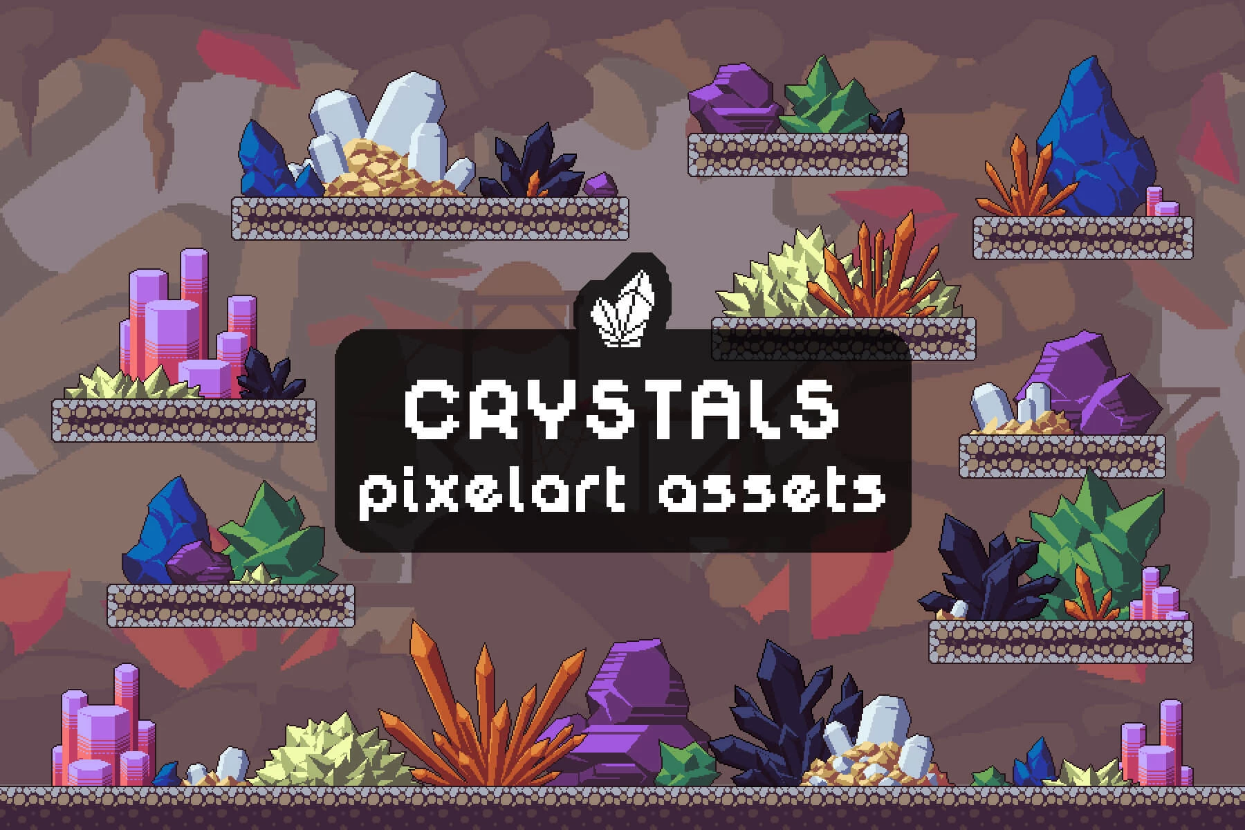 Crystals Pixel Art Asset Pack