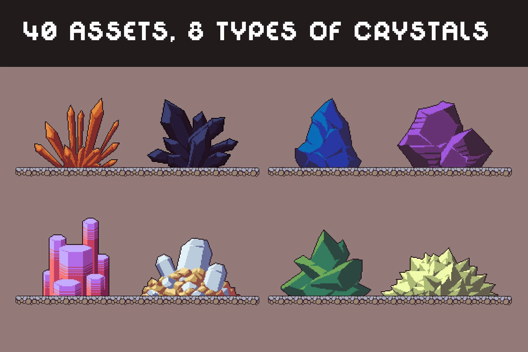 Crystals Pixel Art Asset Pack