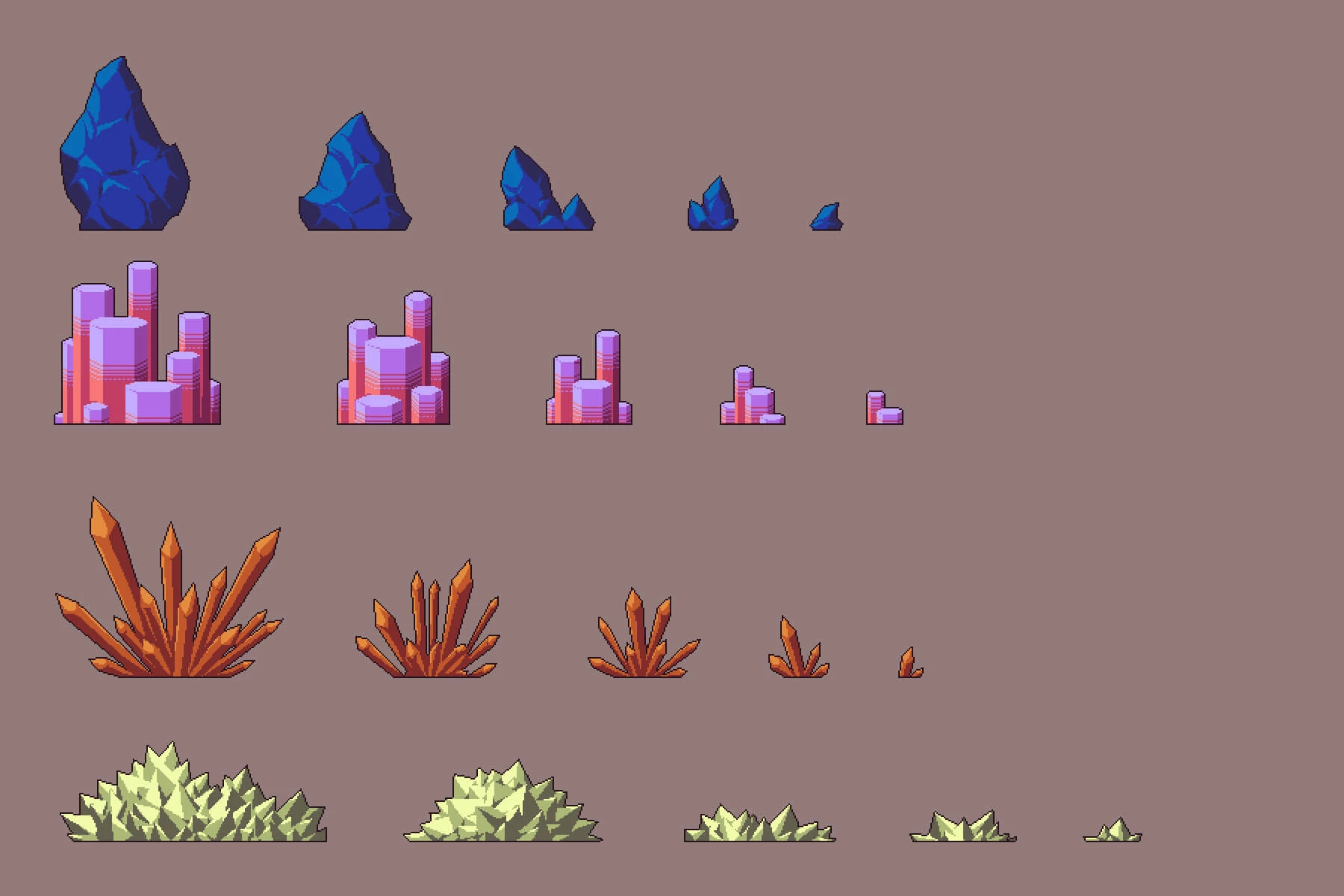 Crystals Pixel Art Asset Pack