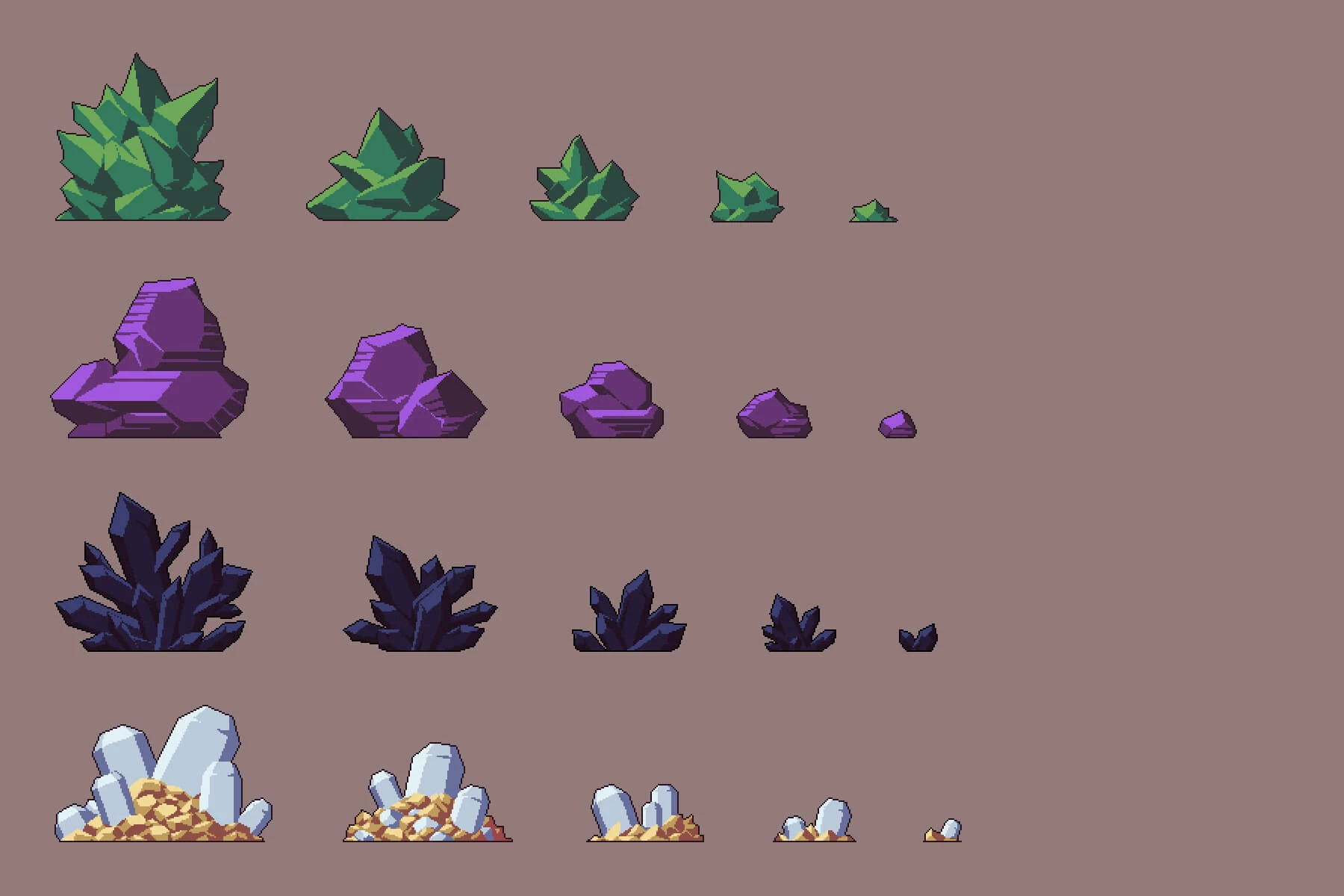 Crystals Pixel Art Asset Pack