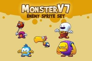 Monster V7精灵包：5个搞笑角色与Spine动画