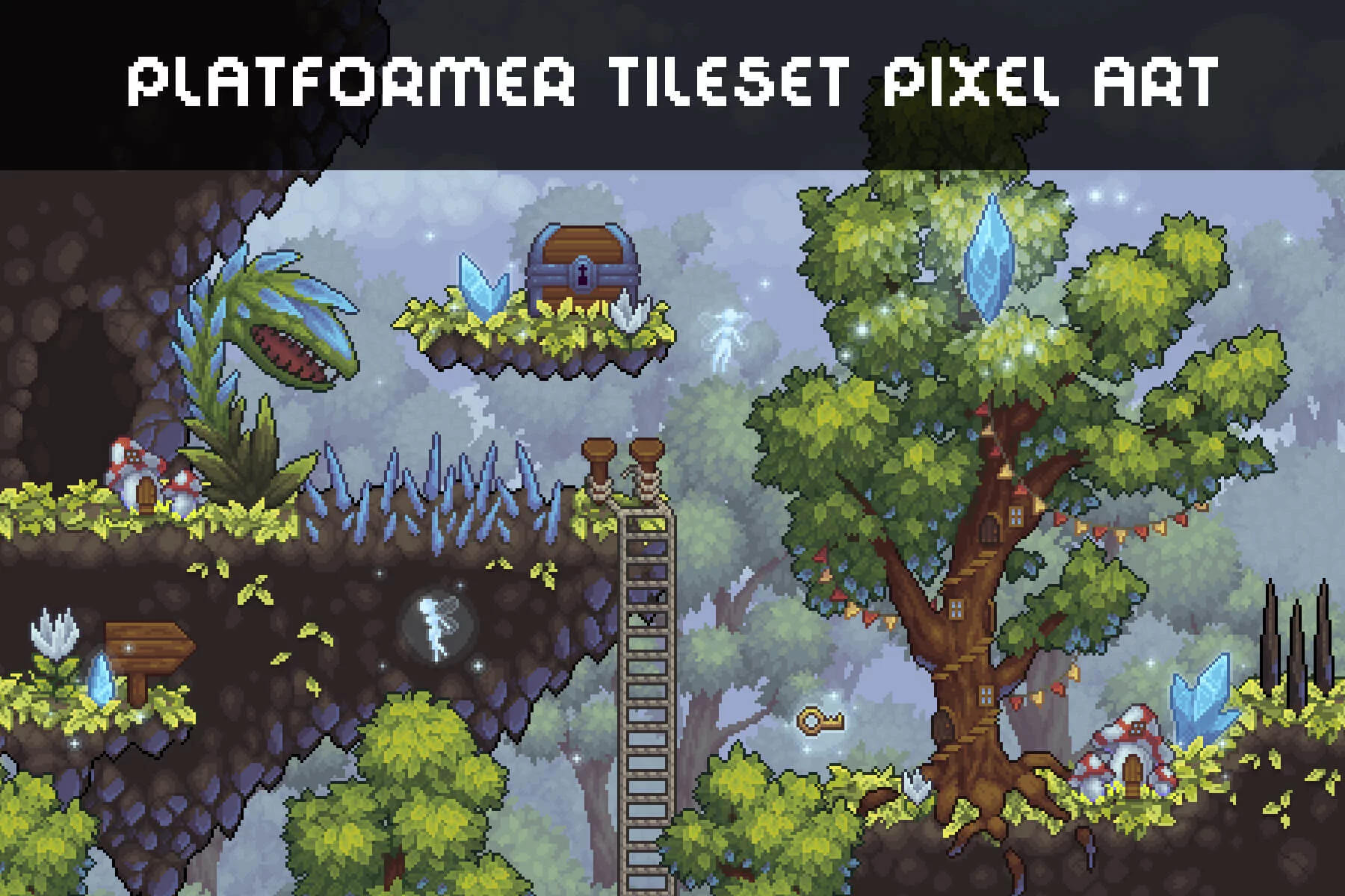 Platformer Game Tileset Pixel Art