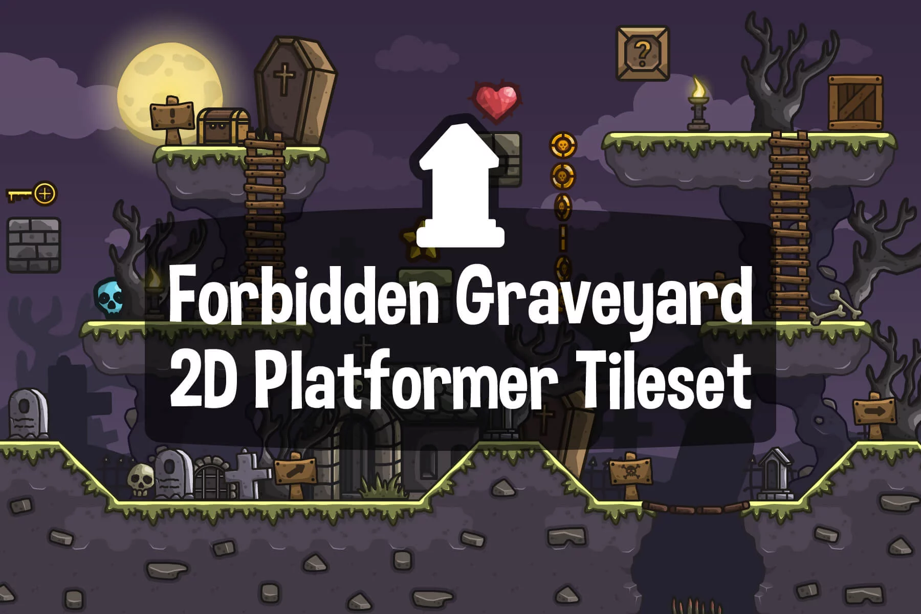 Forbidden Graveyard 2D Platformer Tileset