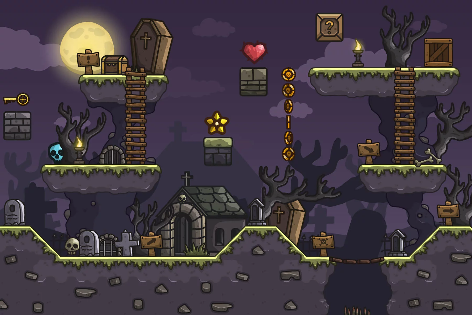 Forbidden Graveyard 2D Platformer Tileset