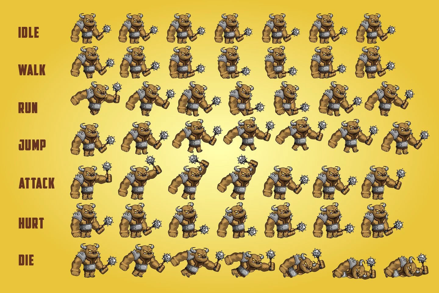 2D Fantasy Minotaurs Character Sprite