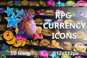RPG货币图标包：512×512像素游戏经济素材
