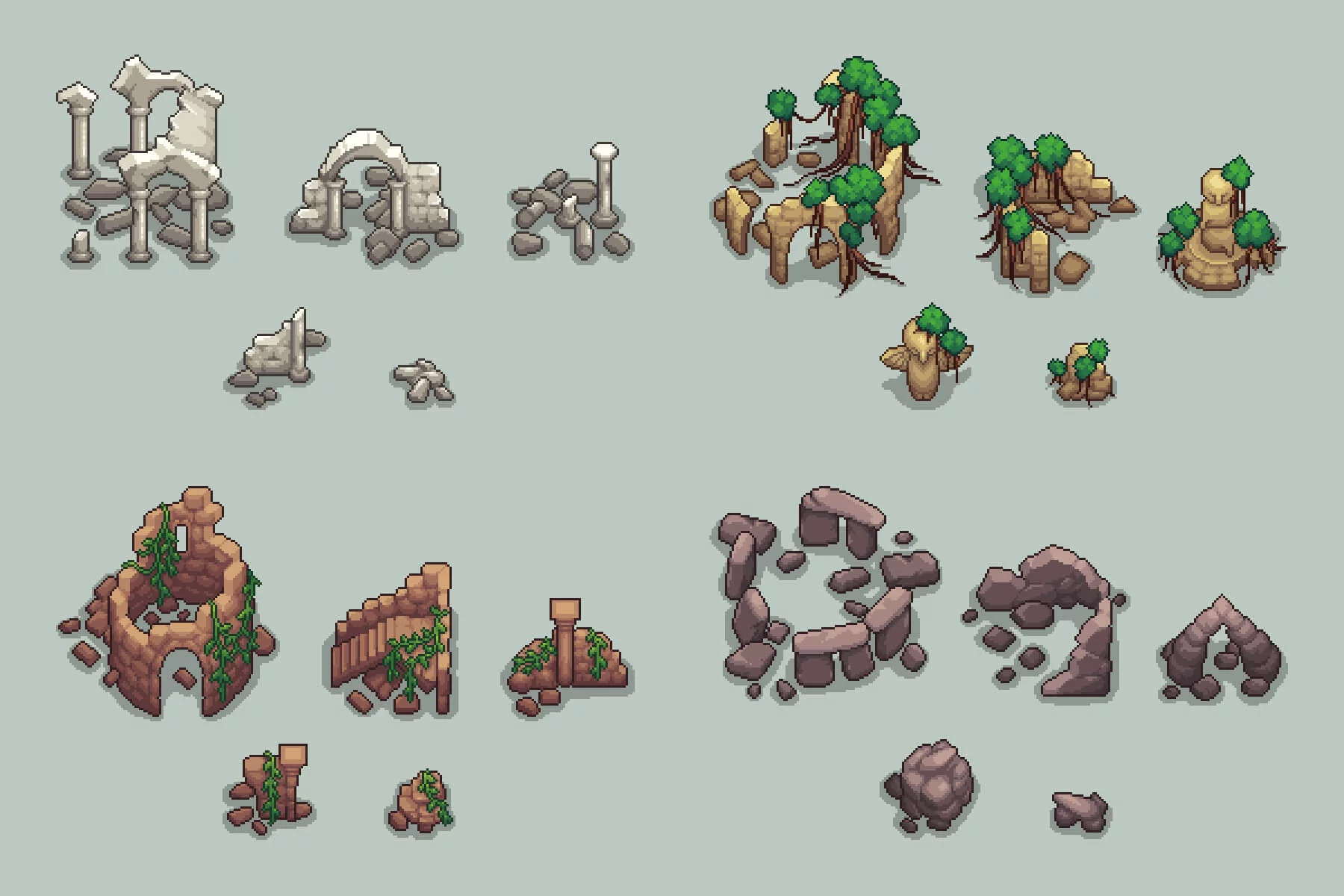 Top-Down Ruins Pixel Art