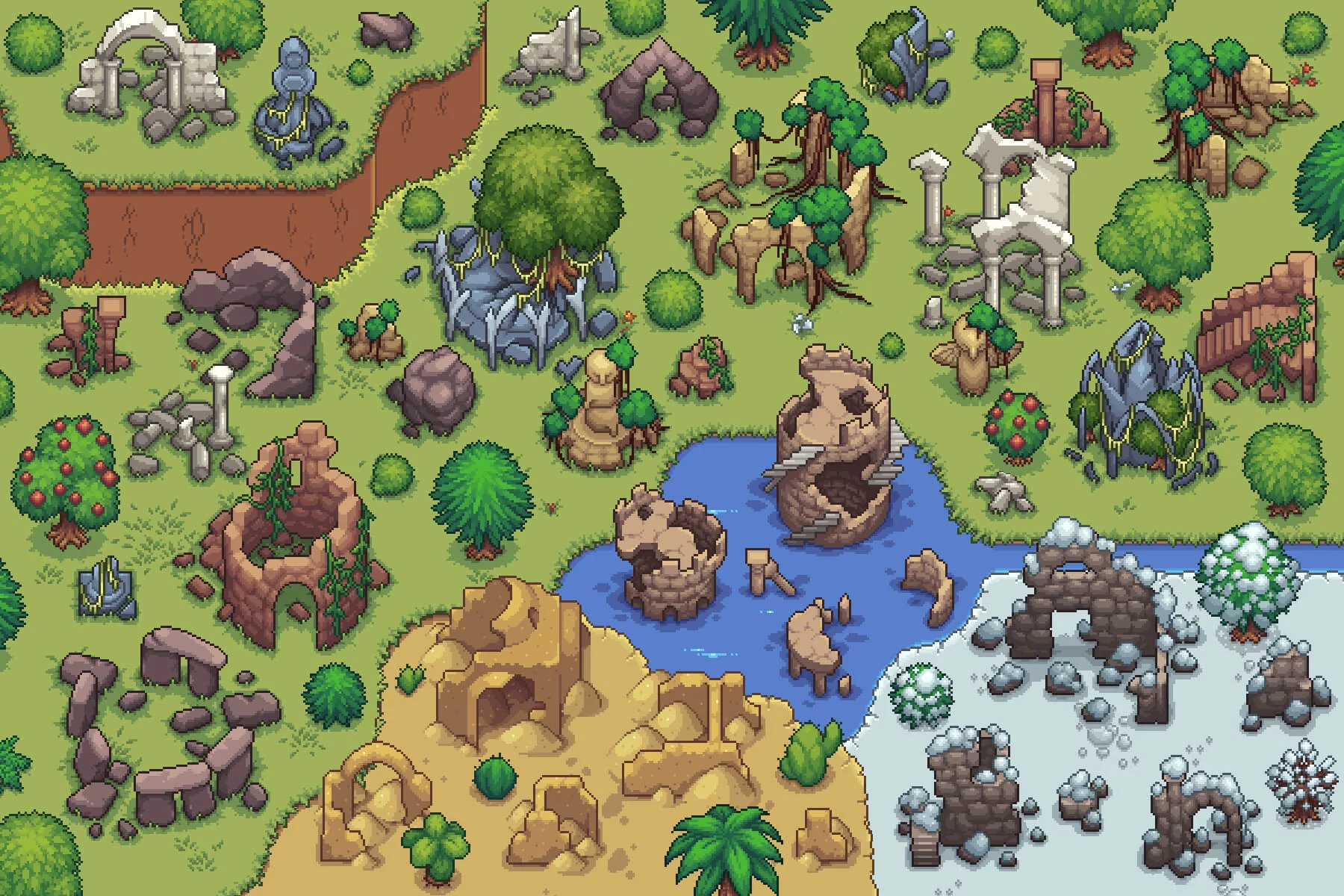 Top-Down Ruins Pixel Art