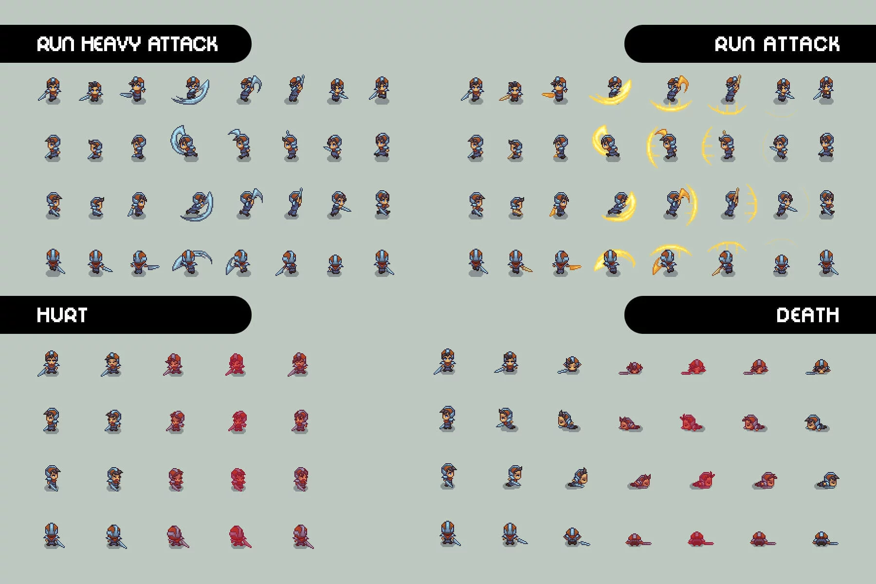 Swordsman Level 4–6 Pixel Character Top-Down Sprite Pack
